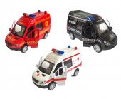 3 adet Metal Çek-Bırak Işıklı Sesli Kapıları Açılır Kapanır Kurtarma Aracı 12cm - 1