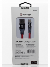 Beşiktaş Lisanslı Iphone İçin 3A Lightning Şarj Kablosu 1 Metre Hızlı Şarj Destekli - 3
