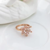 Vaoov 925 Ayar Gümüş Beyaz Taşlı Lotus Yüzük thumbnail 2