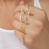 Vaoov 925 Ayar Gümüş İki İsimli Damla Taşlı Kolye thumbnail 4