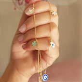 Vaoov 925 Ayar Gümüş Mineli Şans Kolyesi thumbnail 2