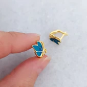 Vaoov 925 Ayar Gümüş Mineli Mavi Çocuk Küpe thumbnail 2