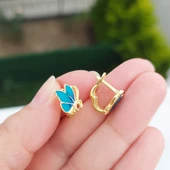 Vaoov 925 Ayar Gümüş Mineli Mavi Çocuk Küpe thumbnail 3