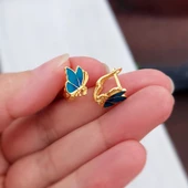 Vaoov 925 Ayar Gümüş Mineli Mavi Çocuk Küpe thumbnail 1