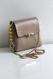 Sarı Boncuklu Gold Yaylı Çanta Askısı Uzatıcı Aksesuar - 3