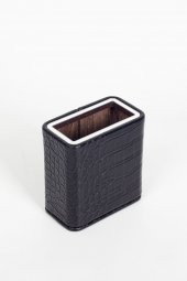 Masaüstü Croco Krom Detaylı Deri Kalemlik - 2