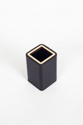 Masaüstü Küçük Gold Detaylı Kalemlik Siyah - 4