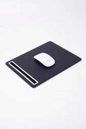 Deri Mousepad Siyah Krom Detaylı - 2