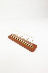 Deri Masa İsimliği Taba Gold Detaylı - 2