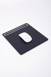 Deri Mousepad Siyah Krom Detaylı - 1