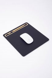 Deri Mousepad Siyah Gold Detaylı - 1