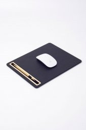 Deri Mousepad Siyah Gold Detaylı - 3