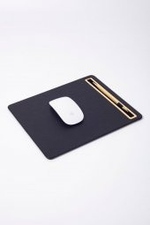 Deri Mousepad Siyah Gold Detaylı - 4
