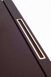 Deri Kapaklı Masa Sümeni Kahve Gold Detaylı 50x35cm - 3