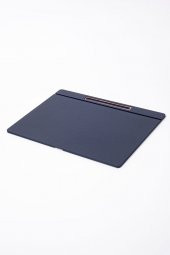 Deri Kapaklı Masa Sümeni Lacivet Ahşap Detaylı 50x35cm - 1