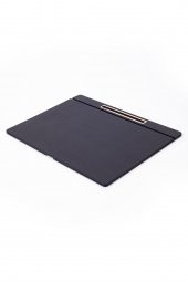 Deri Kapaklı Masa Sümeni Siyah Gold Detaylı 50x35cm - 2