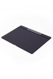 Deri Kapaklı Masa Sümeni Siyah Krom Detaylı 50x35cm - 1