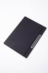 Deri Kapaklı Masa Sümeni Düz Siyah Krom Detaylı 50x35cm - 2