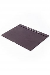 Deri Kapaklı Masa Sümeni Kahve Krom Detaylı 50x35cm - 1