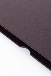 Deri Kapaklı Masa Sümeni Kahve Krom Detaylı 50x35cm - 3