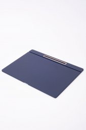 Deri Kapaklı Masa Sümeni Lacivet Gold Detaylı 50x35cm - 1