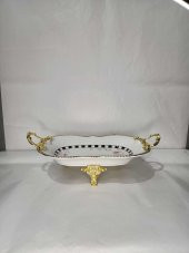 Canba Oval Damalı Pembe Güllü Servis 37x21x12 cm - 2