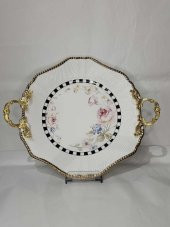 Canba Altıgen Damalı Pembe Güllü Servis 41x36x14 cm - 1