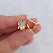 Vaoov 925 Ayar Gümüş Mineli Pembe Çocuk Küpe thumbnail 2