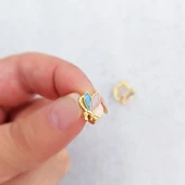 Vaoov 925 Ayar Gümüş Mineli Pembe Çocuk Küpe thumbnail 3