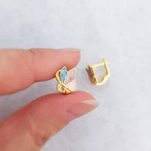 Vaoov 925 Ayar Gümüş Mineli Pembe Çocuk Küpe thumbnail 1