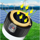 G-300W Kamp Lambası Solar Güneş Enerjili Ampül 26SMD LED Şarjlı El Feneri Powerbank D18 - 5