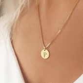 Vaoov 925 Ayar Gümüş Harfli Plaka Venezia Zincir Kolye thumbnail 4