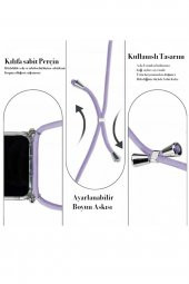 TahTicMer Xiaomi Redmi Note 8 Uyumlu Kılıf İpli Boyundan Askılı Darbe Emici AntiShock Kapak - 4
