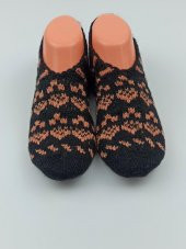 El Örgüsü Patik Çeyizlik Bohçalık Hediyelik Siyah Renk Patik ID:341 - 1