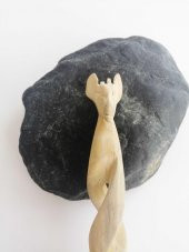 Zürafa Figürlü El İşi Ahşap Oyma Kaşık Duvar Süsü - 1