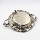 Eskilerden Alman Gümüşü Çiçek Kabartmalı Metal Tabak - Şekerlik - yuvarlak Meyvelik thumbnail 3