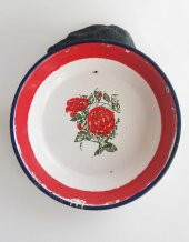 Sanat Taciri- Eskilerden Emaye Tabak - Dekorluk -Bahçe Ev Dekoru thumbnail 1