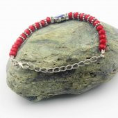 Çiçek Şeklinde Nazar Boncuklu Kırmızı Kesme Cam SIFIR Bileklik - Hediye Paketinde Gönderilecektir - 3