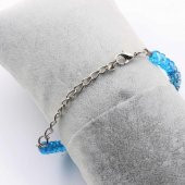 Çiçek Şeklinde Nazar Boncuklu Açık Mavi Kesme Cam SIFIR Bileklik - Hediye Paketinde Gönderilecektir - 3