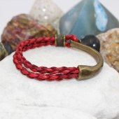 KIRMIZI DERİ - Metal Bileklik El Örgüsü Erkek Bileklik ÖZEL TASARIM Erkek Bileklik - 2