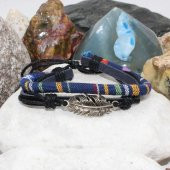 Kuş Tüyü Figür Deri Örme Erkek Bileklik TASARIM Unisex Bileklik - 222 - 1