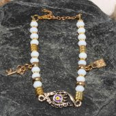 BEYAZ Renk Nazar Boncuklu CAM Bileklik - Kadın Bilekliği - Nazar Boncuğu Bileklik - Bilezik - 1