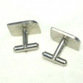 Gümüş Renkli - Yuvarlak Şelikde Desenli - Farklı Şekil Metal Kol Düğmesi thumbnail 2