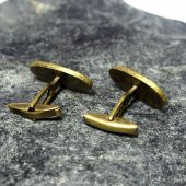 Pırlanta Taşlı - İşlemeli Antika Pirinç Kol Düğmesi thumbnail 2