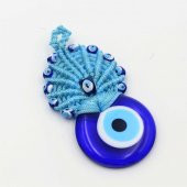 El İşi Mavi Makrome Turkuaz Kapı - Duvar Süsü Nazarlık - Duvara Asmalı Nazar Boncuğu - No 2 thumbnail 1