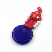 El Yapımı Kırmızı Makrome Cam Nazar Boncuğu - Duvar Süsü Nazarlık - Eskilerden Makrome thumbnail 2