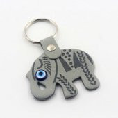 GRİ FİL Nazar Boncuklu Deri SIFIR Anahtarlık  Hediye Paketinde Gönderilecektir thumbnail 1