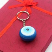 Nazar Boncuklu Yuvarlak SIFIR Anahtarlık  Hediye Paketinde Gönderilecektir thumbnail 1