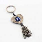 Kalp Şeklinde Nazar Boncuklu Metal Anahtarlık thumbnail 1