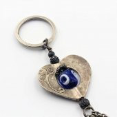 Kalp Şeklinde Nazar Boncuklu Metal Anahtarlık thumbnail 2